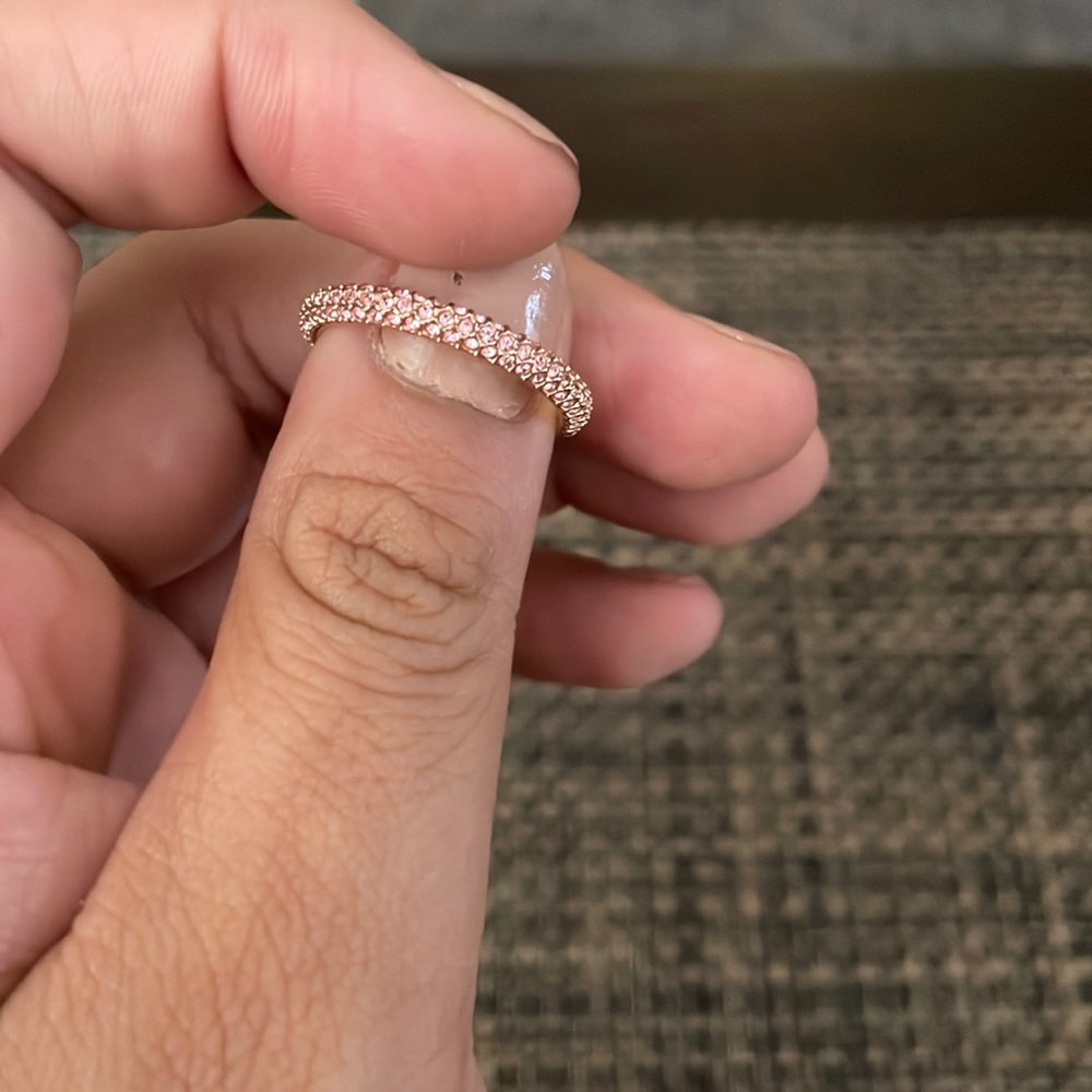 Swarovski rose gold and pink crystal ring - size 8